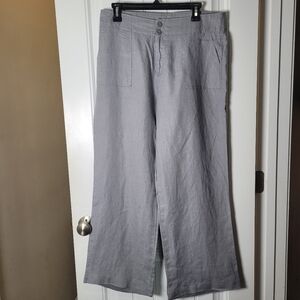 St. Tropez light Gray Wide Leg Linen Pants with flat front.  Size 12